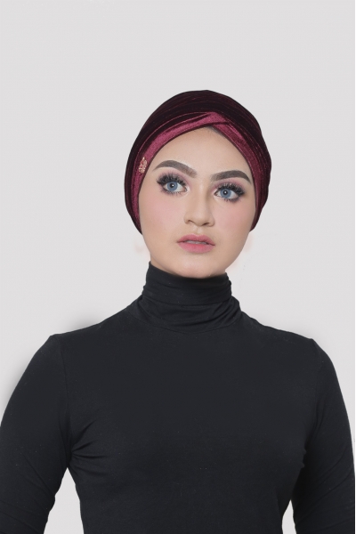 MARILYN INSTANT TURBAN VELVET - MEROON